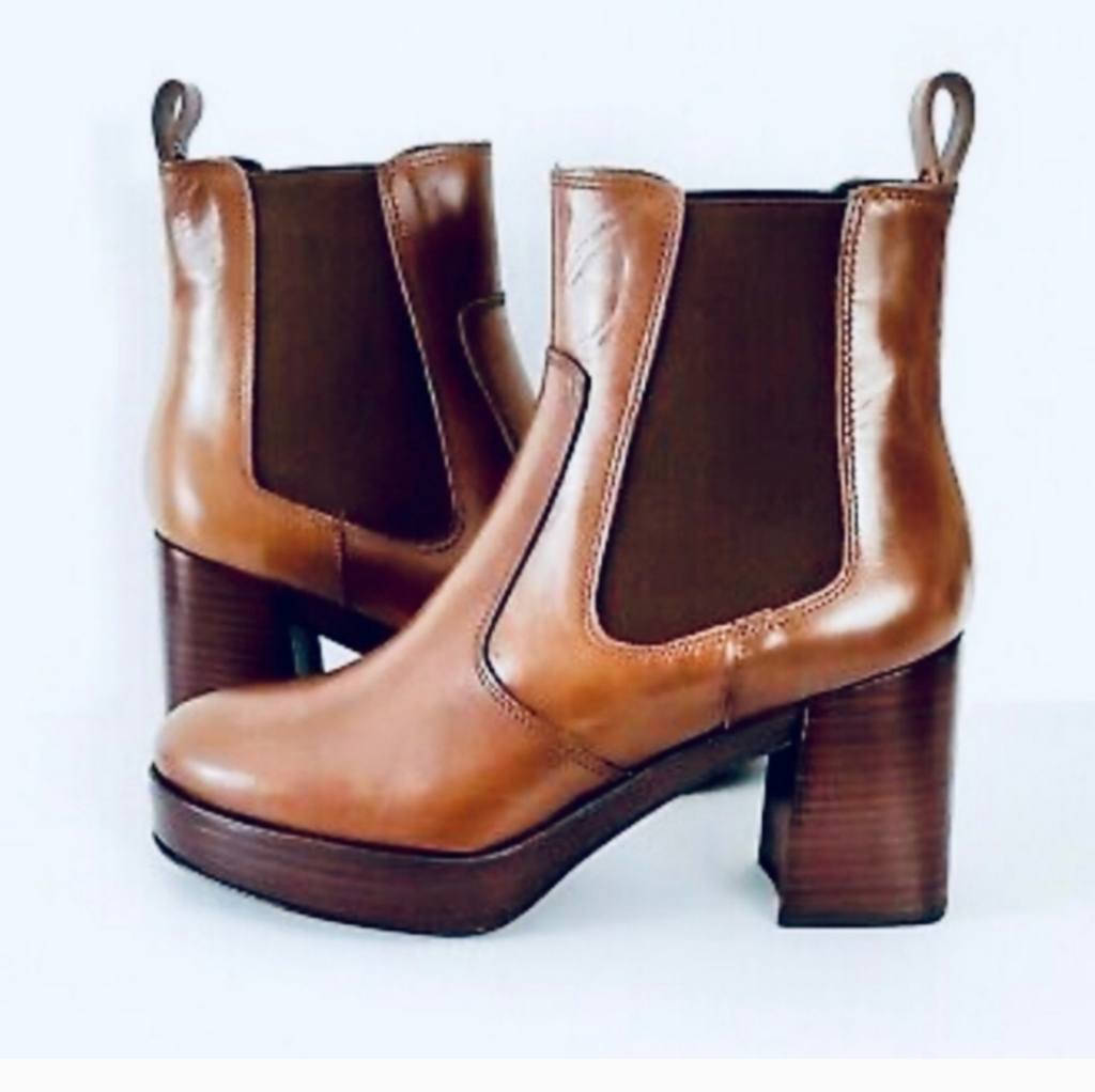 Pons Quintana Nepal Legno Brown Leather Platform Ankle Boots. Size 6. Nwt
